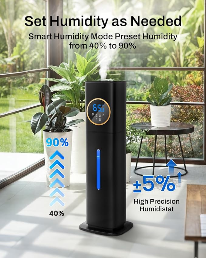 Humidifier Large Room Bedroom with Night Light, 2.1Gal(8L) Humidifiers for Home with Essential Oil Diffuser, Top Fill Whole House Cool Mist Humidifiers for Plants Baby Kids Adults